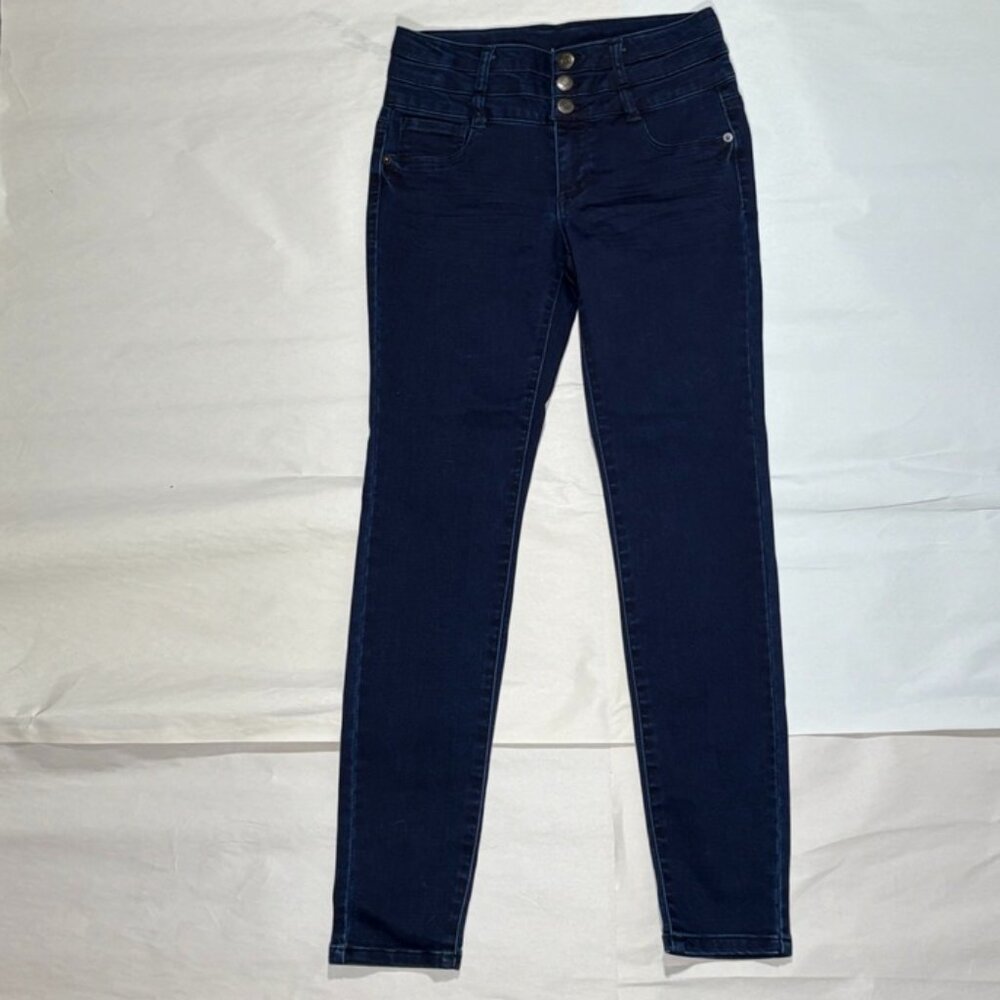 HIPPIE GIRL - Amina Mid Rise Jegging Girl's 3 Snap Front Dark Indigo Size 12